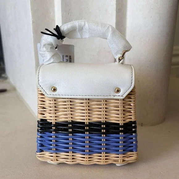 Furla Mini Top-Handle Bag in White, Black and Blue - Picture 3 of 10